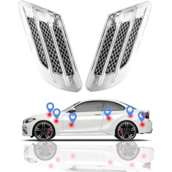 Air Flow Duct Racing Side Scoop Vent Air Flow Sticker Universal for All Cars (Pack of 2)