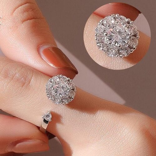 Anxiety Round micro inlaid universal rotating Finger Ring 2