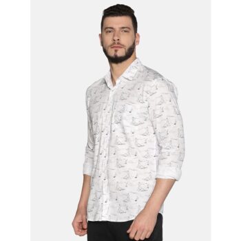 Cotton Printed Casual Shirt For Men White 2