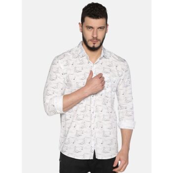 Cotton Printed Casual Shirt For Men - White