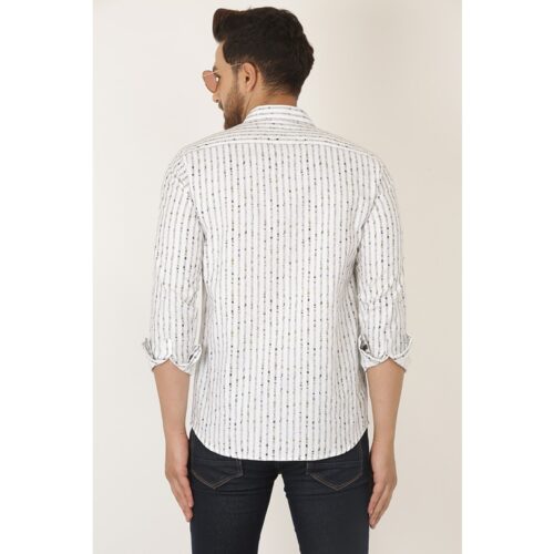 Gasperity Cotton Stripes Casual Shirt For Men White 1