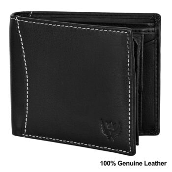 Lorenz Bi-Fold Jet Black RFID Blocking Leather Wallet for Men