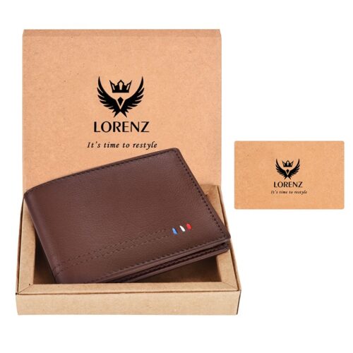 Lorenz Bi Fold Jet Umber Brown RFID Blocking Leather Wallet for Men 1