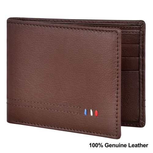 Lorenz Bi-Fold Jet Umber Brown RFID Blocking Leather Wallet for Men