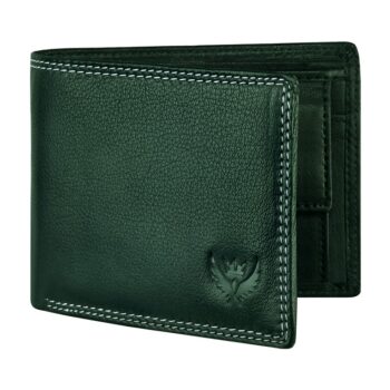 Lorenz Wallet Bi-Fold Premium Green RFID Blocking Grain Leather Wallet