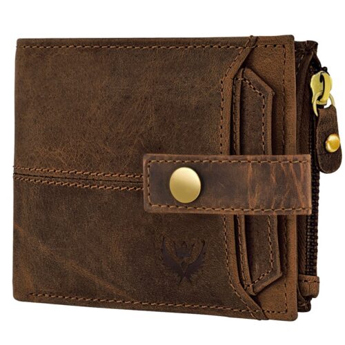 Lorenz RFID Blocking Brown Genuine Hunter Leather Wallet for Men 1