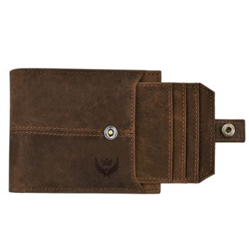 Lorenz RFID Blocking Brown Genuine Hunter Leather Wallet for Men 2