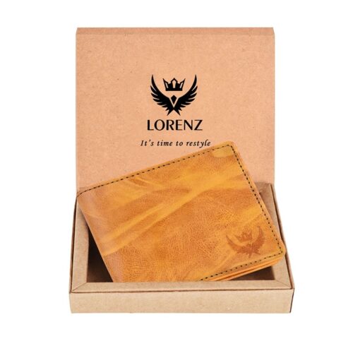 Lorenz Wallet Bi Fold Beige PU Leather Wallet for Men 1