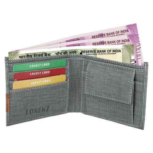 Lorenz Wallet Bi Fold Casual Gray Wallet for Men Gray Tan 3