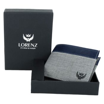 Lorenz Wallet Bi-Fold Casual Grey Wallet for Men (Gray, Blue)