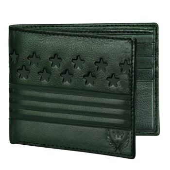 Lorenz Wallet Bi-Fold Embossed Oliver Green RFID Blocking Leather Wallet for Men