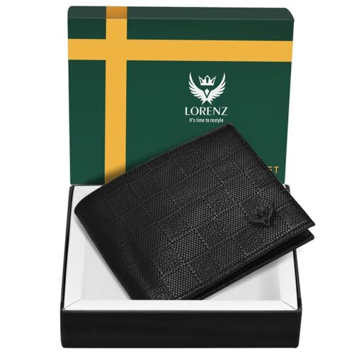 Lorenz Wallet Bi Fold PU Leather Texture Wallet for Men Black 1