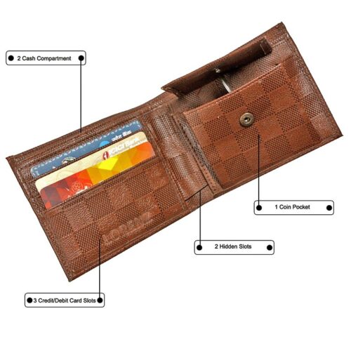 Lorenz Wallet Bi Fold Synthetic Leather Wallet for Men Brown 1