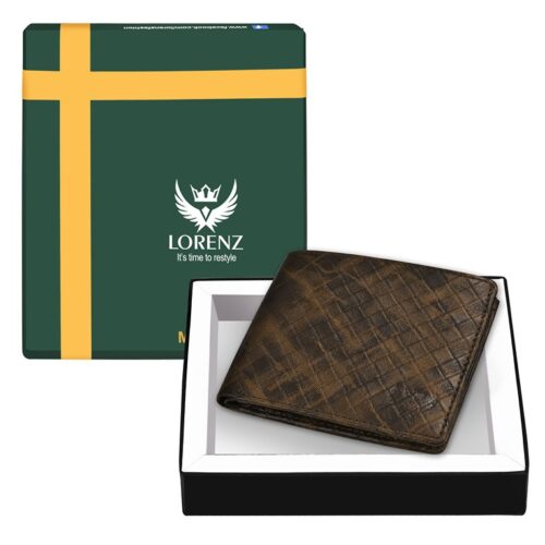 Lorenz Wallet Bi-Fold Synthetic Leather Wallet for Men (Brown)
