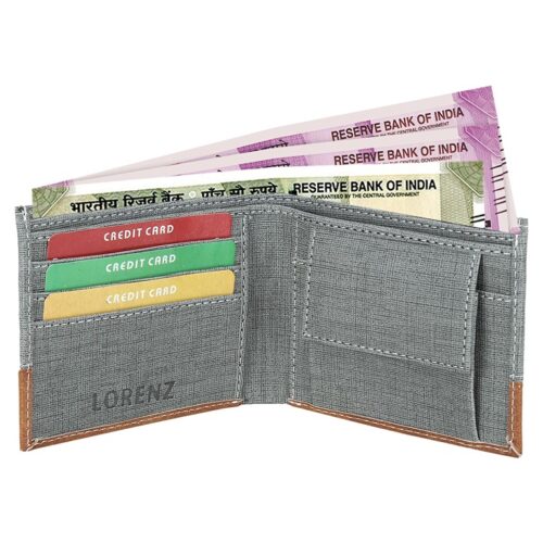 Lorenz Wallet Casual Bi Fold Wallet for Men Gray Tan 3