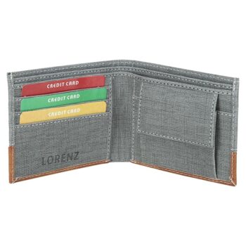 Lorenz Wallet Casual Bi Fold Wallet for Men Gray Tan 5