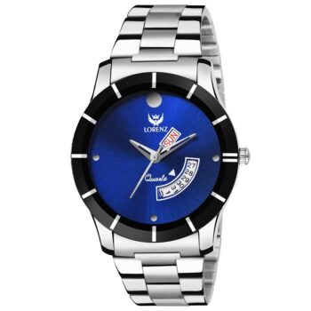Lorenz Watch Day & Date Stainless Steel Blue Glossy Finish Dial Men's Analog Watch
