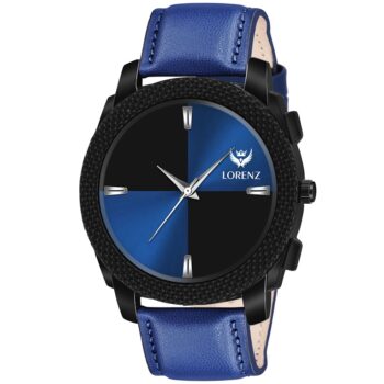 Lorenz Watch Two Tone Dial & Blue Leather Strap Analogue Watch for Men