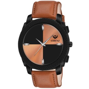 Lorenz Watch Two Tone Dial & Brown Leather Strap Analogue Watch for Men