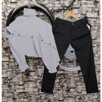 Men's Stylish Premium Pant Shirt Combo - Grey, Black