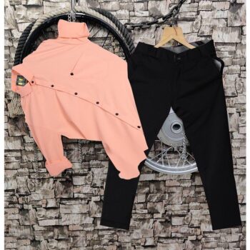 Men's Stylish Premium Pant Shirt Combo - Pink, Black