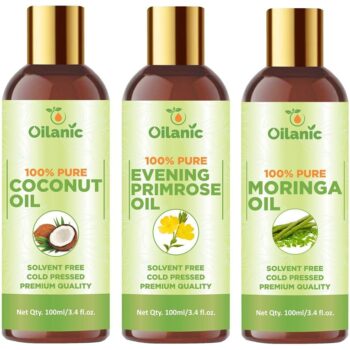 Oilanic Coconut Oil, Evening Primrose Oil & Moringa Oil pack of 3(300 ml)