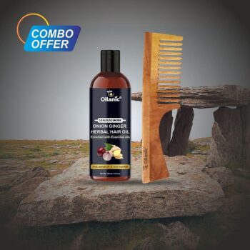 Oilanic Onion Ginger Hair Oil ( 100 ml ) and Wooden Neem Ecofriendly Comb Combo