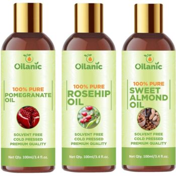 Oilanic Pomegranate Oil, Rosehip Oil & Sweet Almond Oil Combo pack of 3 (300 ml)