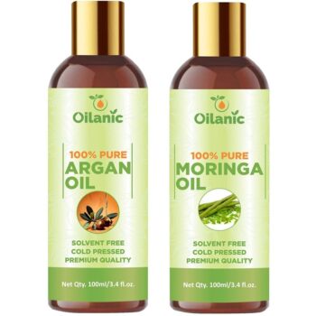 Oilanic Premium Argan Oil & Moringa Oil Combo pack of 2 bottles of 100 ml(200 ml)