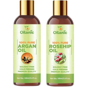 Oilanic Premium Argan Oil & Rosehip Oil Combo pack of 2 bottles of 100 ml(200 ml)