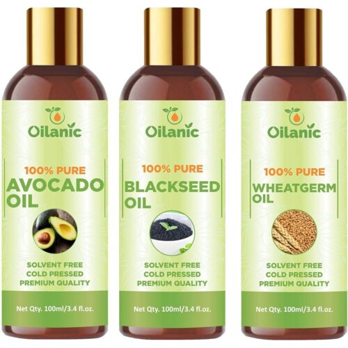 Oilanic Premium Avocado Oil, Blackseed Oil & Wheatgerm Oil Combo pack of 3 (300 ml)