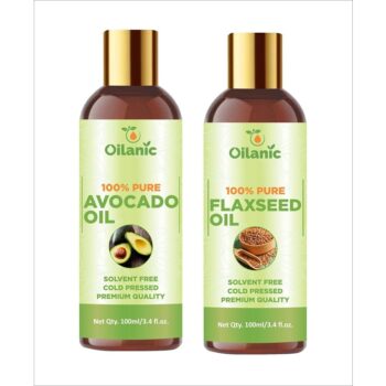 Oilanic Premium Avocado Oil & Flaxseed Oil Combo pack of 2 bottles of 100 ml(200 ml)