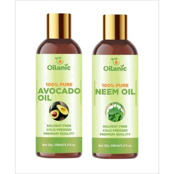 Oilanic Premium Avocado Oil & Neem Oil Combo pack of 2 bottles of 100 ml(200 ml)