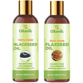 Oilanic Premium Blackseed Oil & Flaxseed Oil Combo pack of 2 (200 ml)