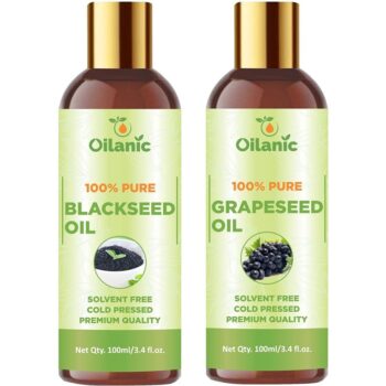 Oilanic Premium Blackseed Oil & Grapeseed Oil Combo pack of 2 bottles of 100 ml(200 ml)
