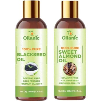 Oilanic Premium Blackseed Oil & Sweet Almond Oil Combo pack of 2 bottles of 100 ml(200 ml)