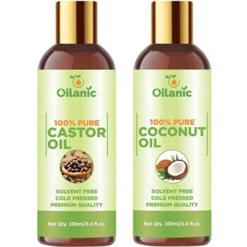 Oilanic Premium Castor Oil & Coconut Oil Combo pack of 2 bottles of 100 ml(200 ml)