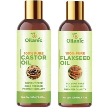 Oilanic Premium Castor Oil & Flaxseed Oil Combo pack of 2 bottles of 100 ml(200 ml)