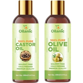 Oilanic Premium Castor Oil & Olive Oil Combo pack of 2 bottles of 100 ml(200 ml)