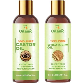 Oilanic Premium Castor Oil & Wheatgerm Oil Combo pack of 2 bottles of 100 ml(200 ml)