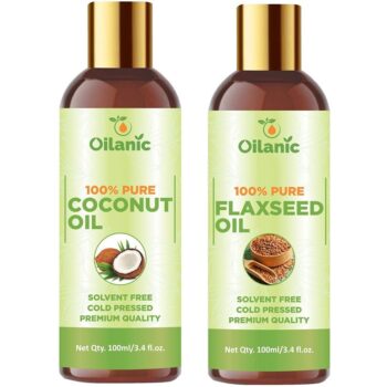 Oilanic Premium Coconut Oil & Flaxseed Oil Combo pack of 2 bottles of 100 ml(200 ml)
