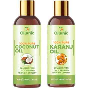 Oilanic Premium Coconut Oil & Karanj Oil Combo pack of 2 bottles of 100 ml(200 ml)