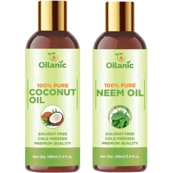 Oilanic Premium Coconut Oil & Neem Oil Combo pack of 2 bottles of 100 ml(200 ml)