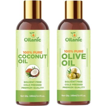Oilanic Premium Coconut Oil & Olive Oil Combo pack of 2 bottles of 100 ml(200 ml)