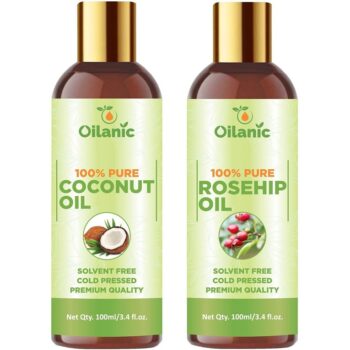 Oilanic Premium Coconut Oil & Rosehip Oil Combo pack of 2 bottles of 100 ml(200 ml)