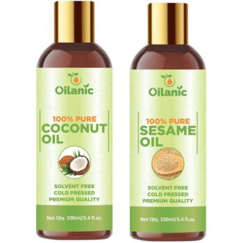 Oilanic Premium Coconut Oil & Sesame Oil Combo pack of 2 bottles of 100 ml(200 ml)