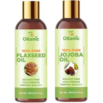 Oilanic Premium Flaxseed Oil & Jojoba Oil Combo pack of 2 bottles of 100 ml(200 ml)