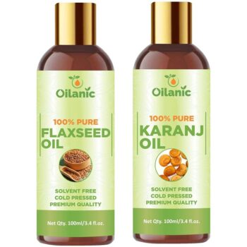 Oilanic Premium Flaxseed Oil & Karanj Oil Combo pack of 2 bottles of 100 ml(200 ml)
