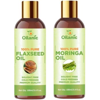 Oilanic Premium Flaxseed Oil & Moringa Oil Combo pack of 2 bottles of 100 ml(200 ml)
