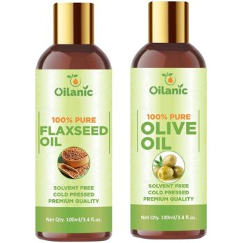 Oilanic Premium Flaxseed Oil & Olive Oil Combo pack of 2 bottles of 100 ml(200 ml)